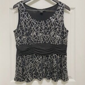 Perceptions New York Black Sequin Tank Top Empire Waist Party Club Bling Size 14